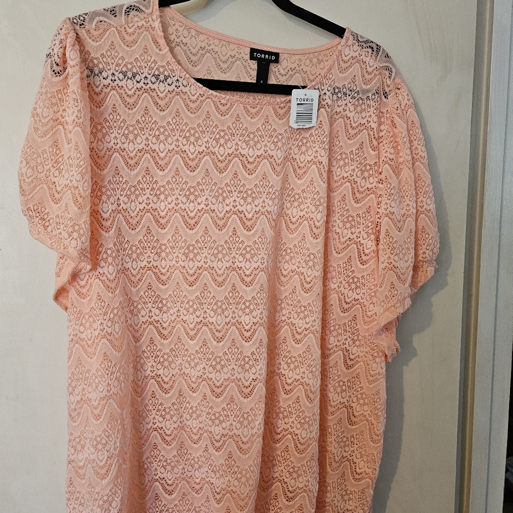 Peach lace blouse
